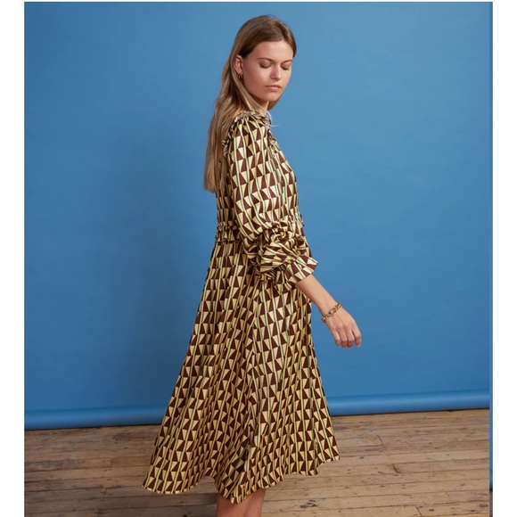 SOLD MRC NWT Kitri Savannah Chocolate Tile Print Viscose Midi Dress sz 6 (UK 10) - Picture 11 of 11